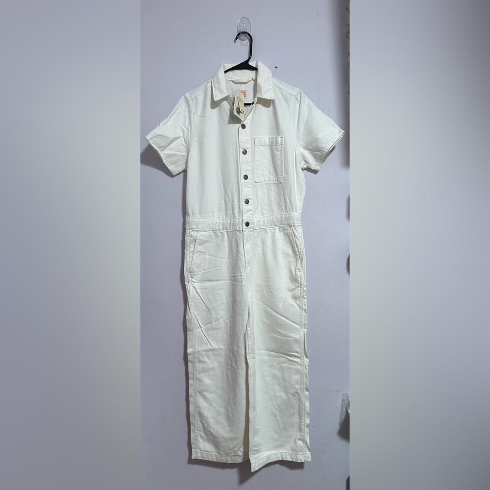 Levi's Cream Button-Up Jumpsuit